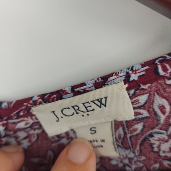 J. Crew Puff-sleeve tiered midi dress Size Small Burgandy Floral Print SiE Small - Picture 5 of 11